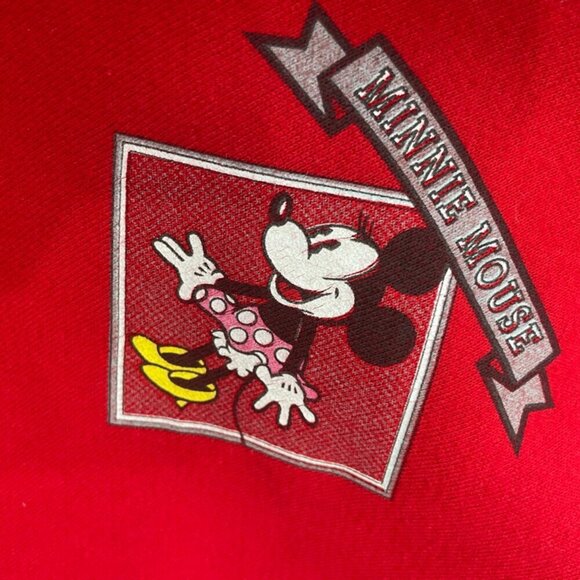 Y2K WALT DISNEY SWEATSHIRT AUTHENTIC RED MINNI MOUSE POLKA DOT DRESS Sz L - Picture 10 of 16